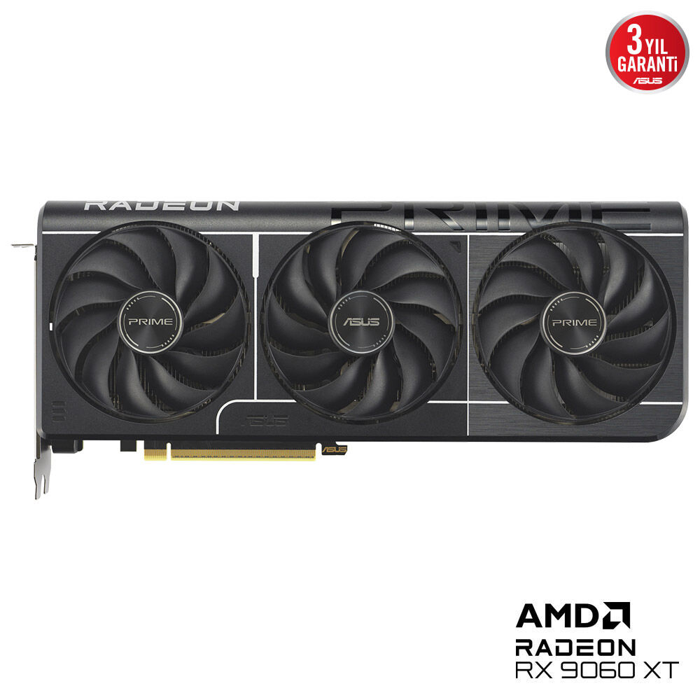 ASUS Prime AMD Radeon RX 9060XT 16GB PRIME-RX9060XT-O16G GDDR6 128Bit DX12 Gaming Ekran Kartı