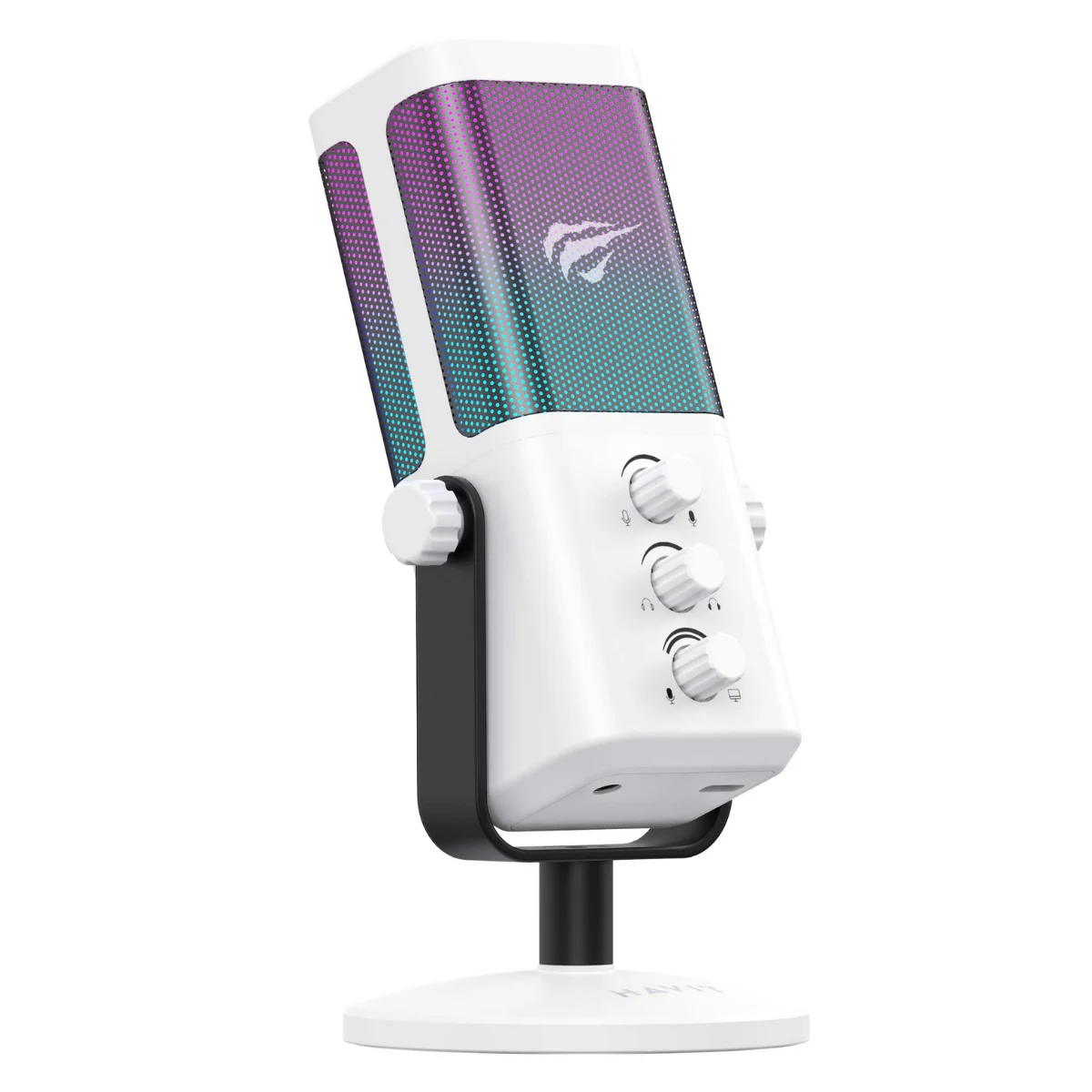 Havit GK65 RGB Profesyonel Yayıncı Mikrofonu 192kHz 24Bit Hi-Fi Dahili Ses Kartlı - Beyaz