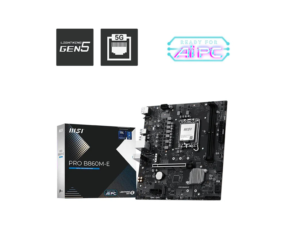 MSI PRO B860M-E Intel B860 Soket 1851 DDR5 6400+(OC)MHz ATX Gaming (Oyuncu) Anakart