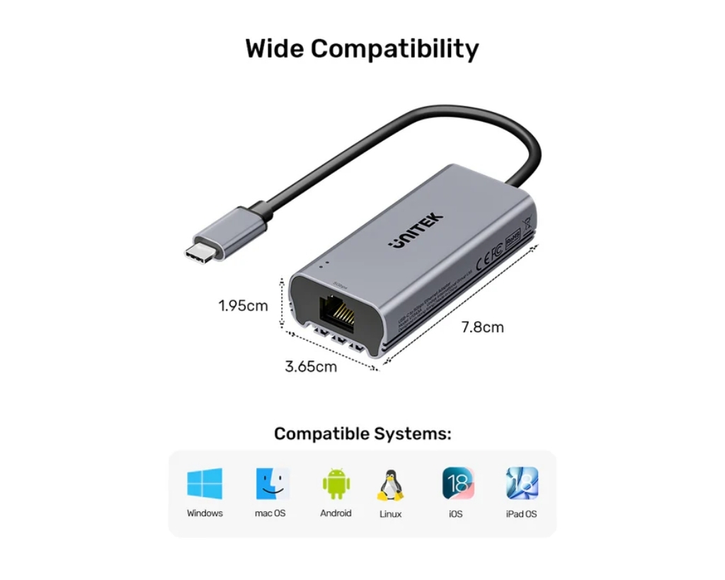 Unitek USB Type-C - 5Gbps Ethernet Adaptörü (U1343AGY01)