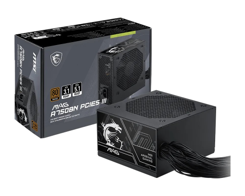 MSI MAG A750BN PCIE5 III 750W 80+ Bronze 120mm Fan Power Supply