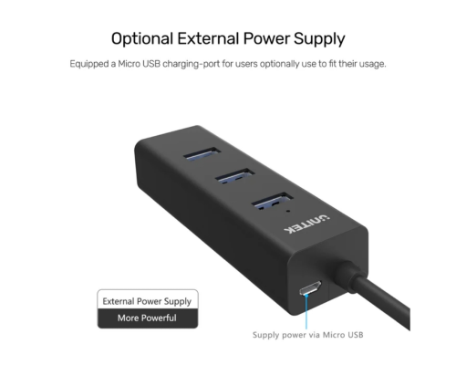 Unitek 4 Port Güçlendirilmiş USB 3.0 Hub (Y-3089)