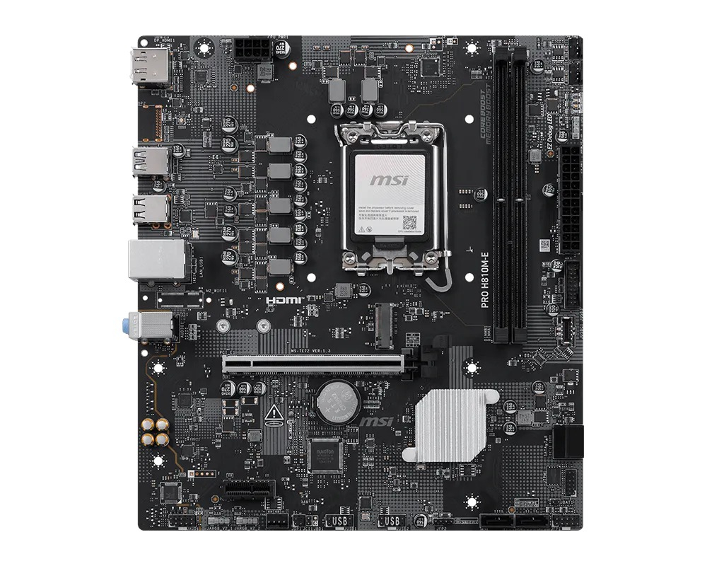 MSI PRO H810M-E Intel H810 Soket 1851 DDR5 6400+(OC)MHz mATX Gaming (Oyuncu) Anakart