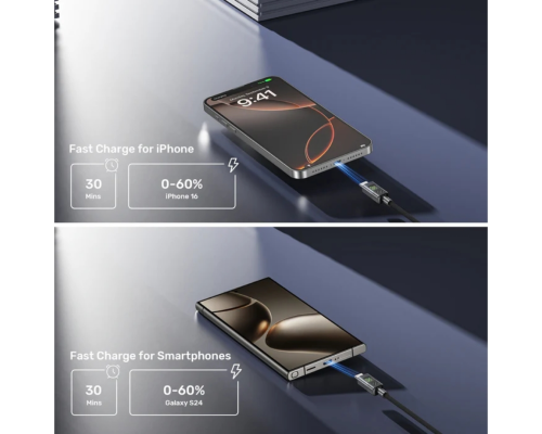 Unitek LED Ekranlı 60W USB-C Şarj Kablosu USB2.0 (C14158ABK01-1M)
