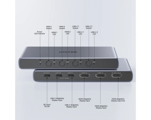 Unitek 4K HDMI/ USB-C Switch 4 Girişi 1 Çıkış (V1313AGY01-EU)