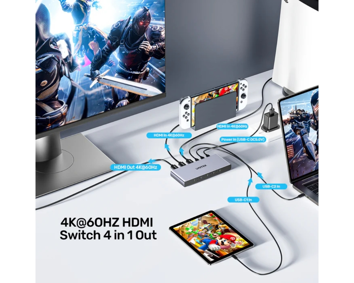 Unitek 4K HDMI/ USB-C Switch 4 Girişi 1 Çıkış (V1313AGY01-EU)