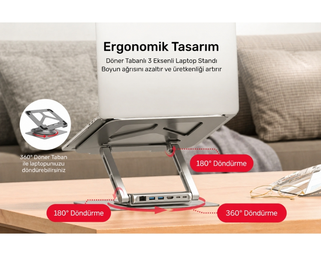 Unitek USB-C Dizüstü Bilgisayar Bağlantı İstasyonu ve Standı (D1109A)
