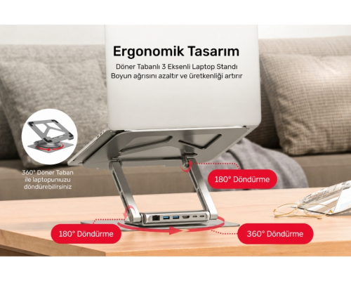 Unitek USB-C Dizüstü Bilgisayar Bağlantı İstasyonu ve Standı (D1109A)