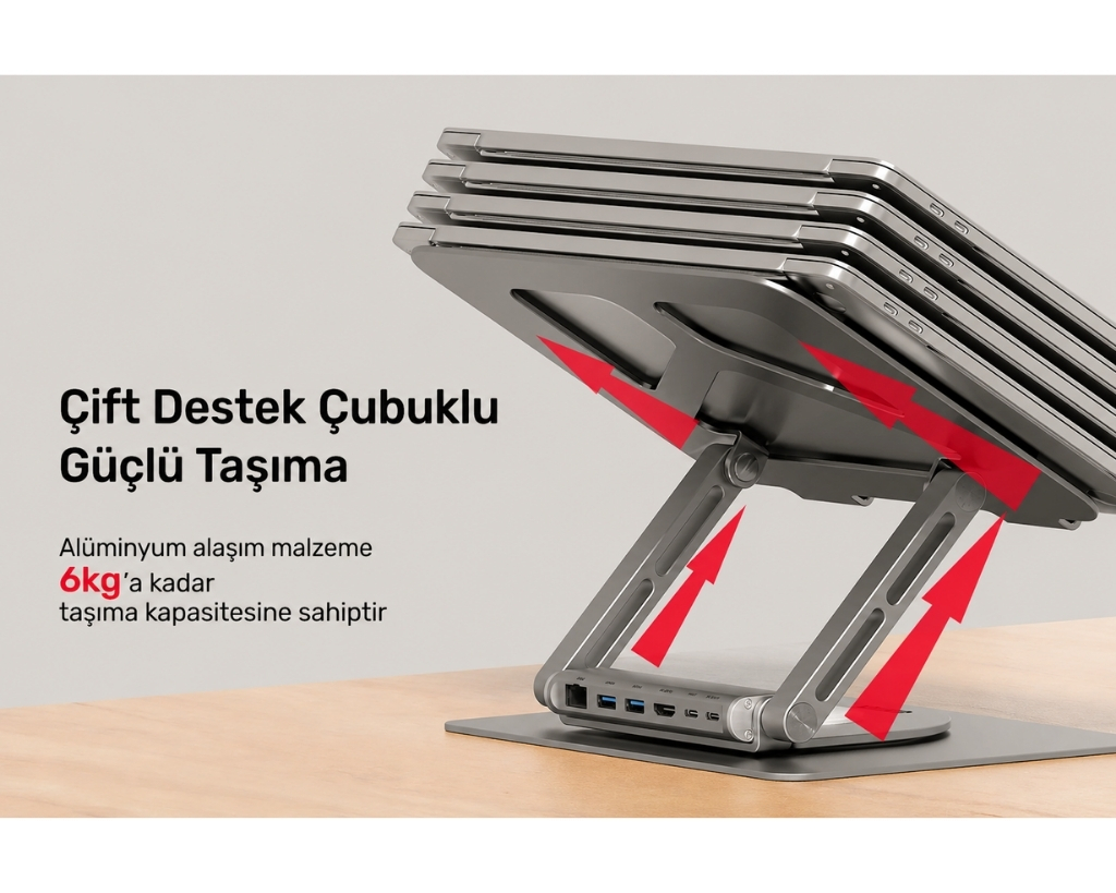 Unitek USB-C Dizüstü Bilgisayar Bağlantı İstasyonu ve Standı (D1109A)