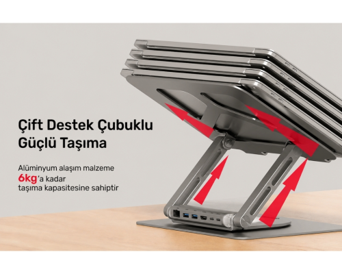 Unitek USB-C Dizüstü Bilgisayar Bağlantı İstasyonu ve Standı (D1109A)