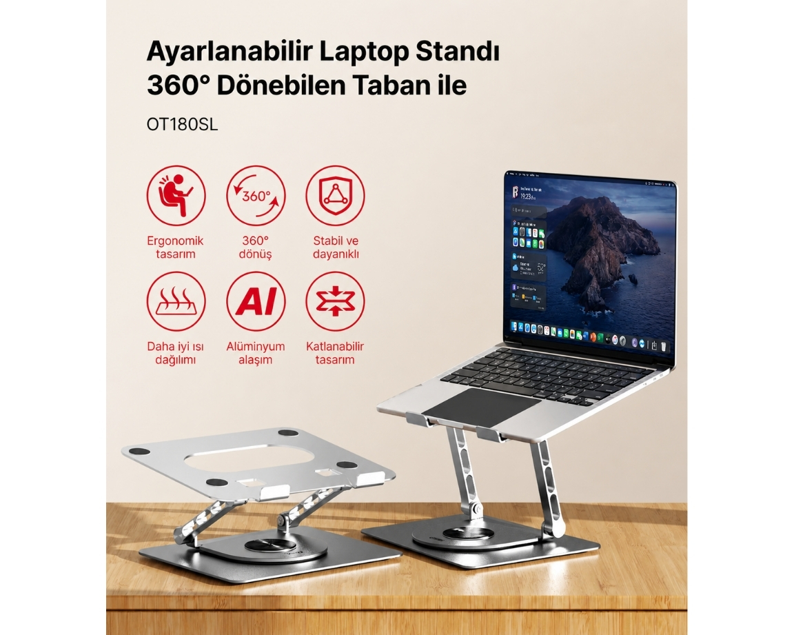 Unitek 15.6″ Ayarlanabilir Metal Notebook Standı (OT180SL01)