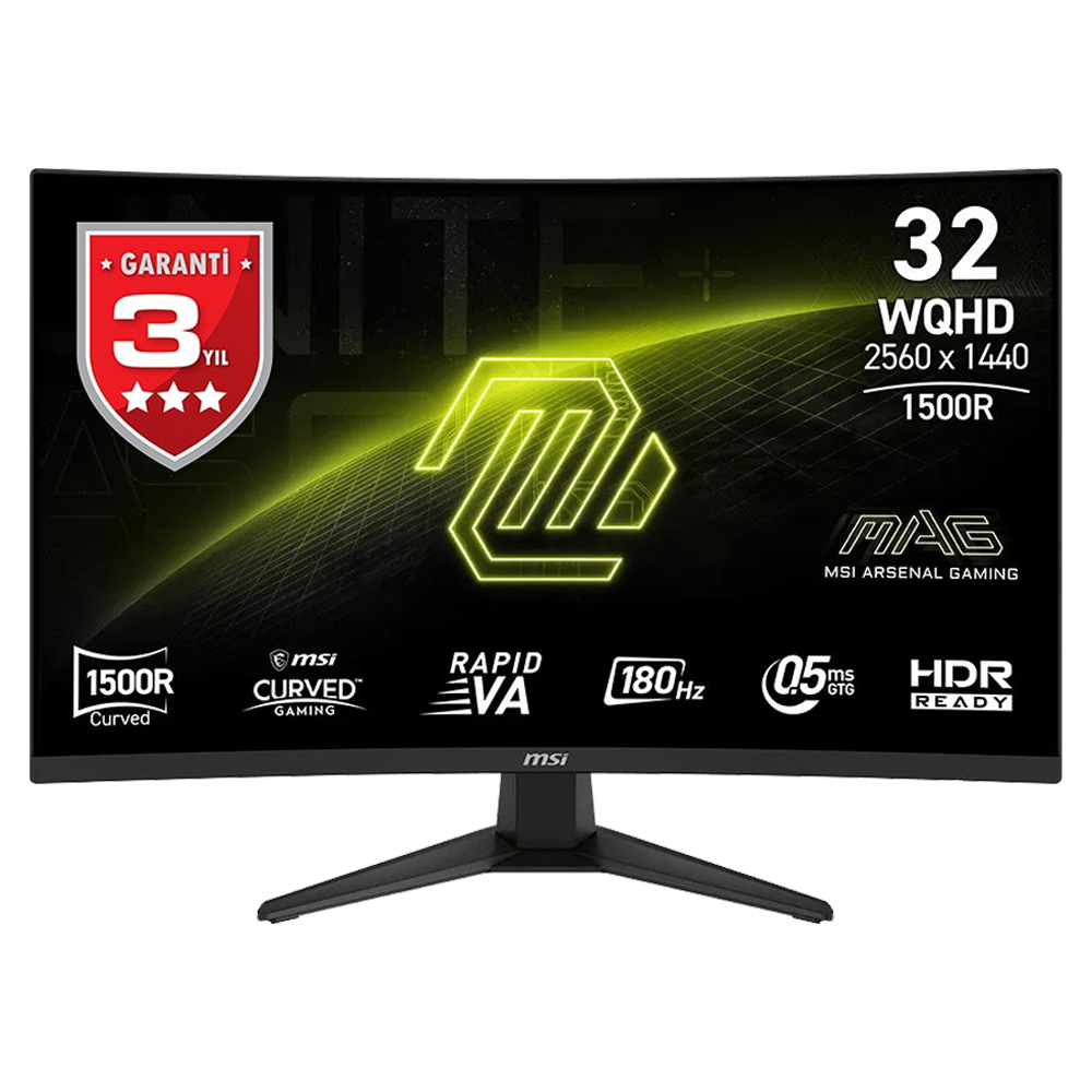 MSI MAG 321CQF E18 31.5″ 180Hz 0.5ms 2K FreeSync HDR Ready WQHD Rapid VA Curved 1500R Gaming Monitör
