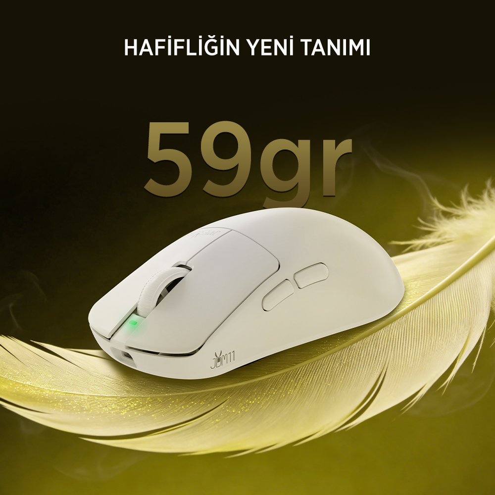 James Donkey JDM11 PAW3311 12.000DPI Triple Mode (Kablolu/Bluetooth/2.4G) Beyaz Gaming Mouse