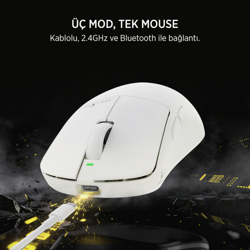James Donkey JDM11 PAW3311 12.000DPI Triple Mode (Kablolu/Bluetooth/2.4G) Beyaz Gaming Mouse