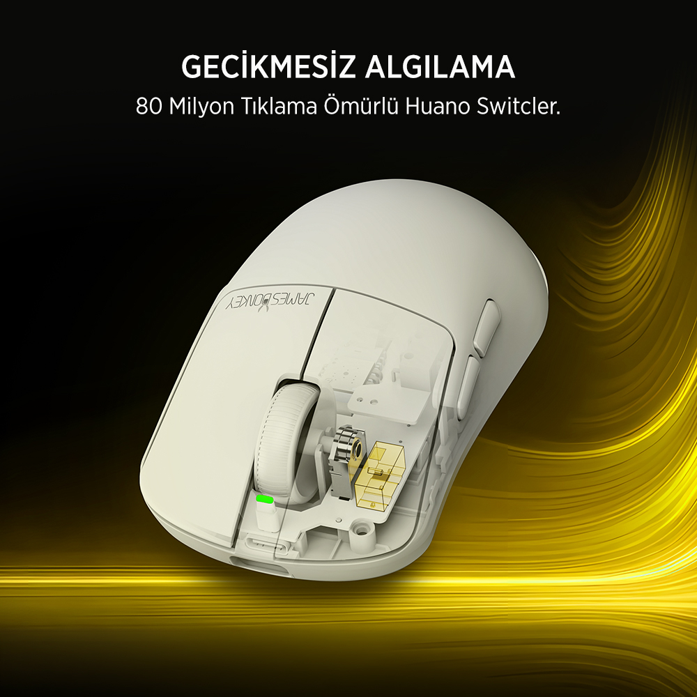 James Donkey JDM11 PAW3311 12.000DPI Triple Mode (Kablolu/Bluetooth/2.4G) Beyaz Gaming Mouse