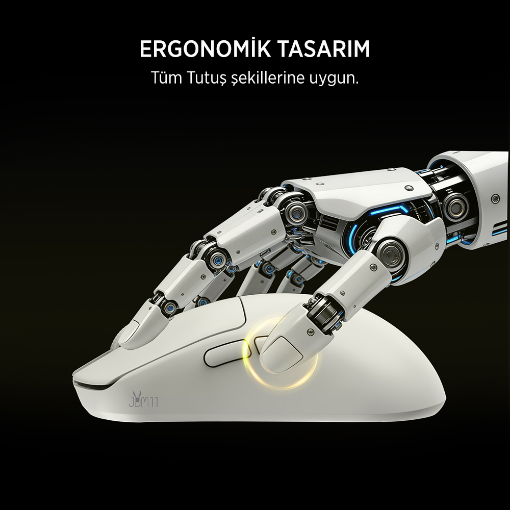 James Donkey JDM11 PAW3311 12.000DPI Triple Mode (Kablolu/Bluetooth/2.4G) Beyaz Gaming Mouse