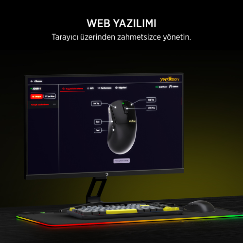 James Donkey JDM11 PAW3311 12.000DPI Triple Mode (Kablolu/Bluetooth/2.4G) Siyah Gaming Mouse