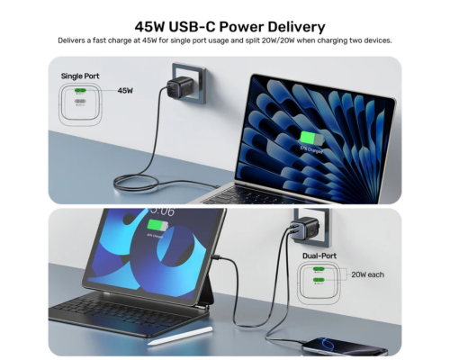 Unitek Zeno 45W GaN Şarj Cihazı (P1129ABK01-EU)