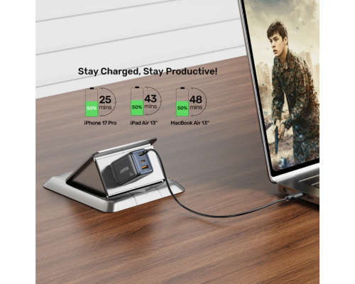 Unitek Zeno 65W 3 Portlu GaN Şarj Cihazı (P1130ABK01-EU)
