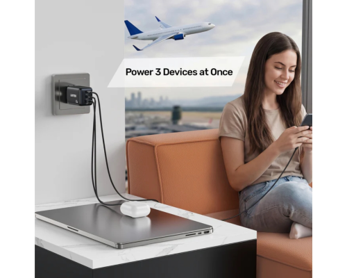 Unitek Zeno 65W 3 Portlu GaN Şarj Cihazı (P1130ABK01-EU)