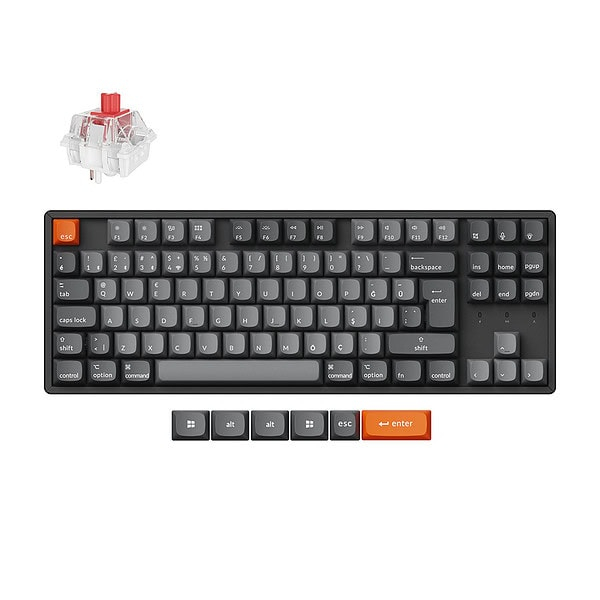 Keychron K8 Max %80 TKL  RGB Red Switch K8M-J1-TR Kablosuz Hotswap Türkçe Mekanik Karbon Siyah Gaming Klavye