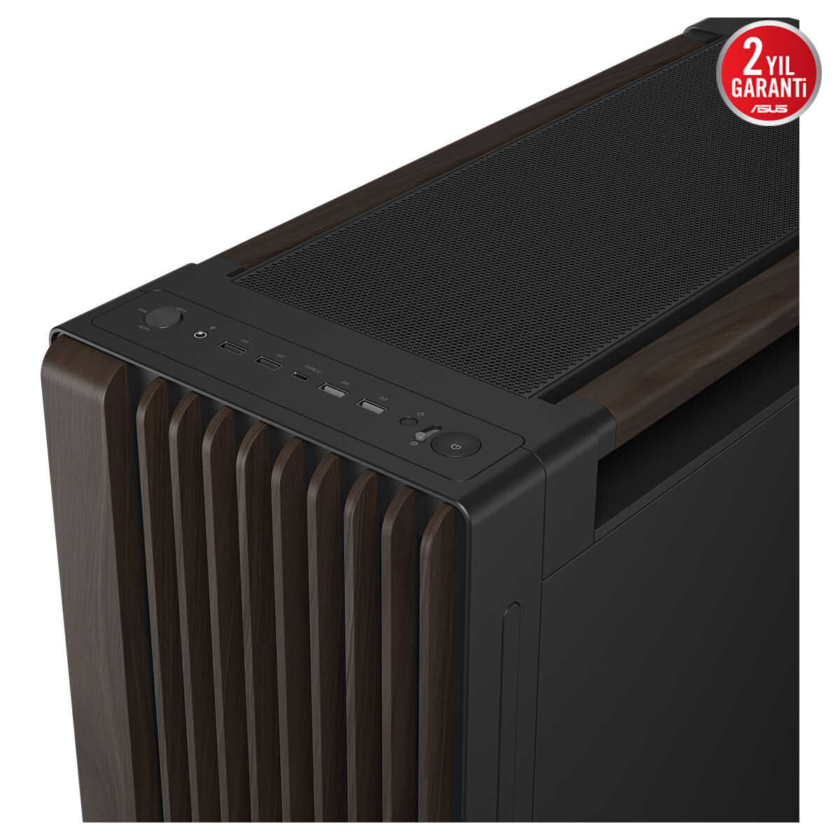 ASUS ProArt PA602 Walnut Wood Metal Modern Black Edition USB-C E-ATX Mid-Tower Gaming (Oyuncu) Kasası