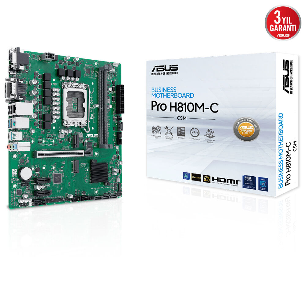 ASUS PRO H810M-C CSM Intel H810 Soket Intel DDR5 6400+(OC)MHz mATX Anakart