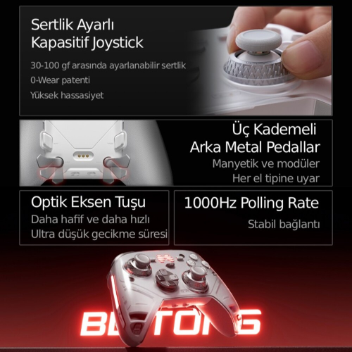 BEITONG KP70 Kablosuz Beyaz Gamepad (2.4G, Bluetooth, Kablolu)