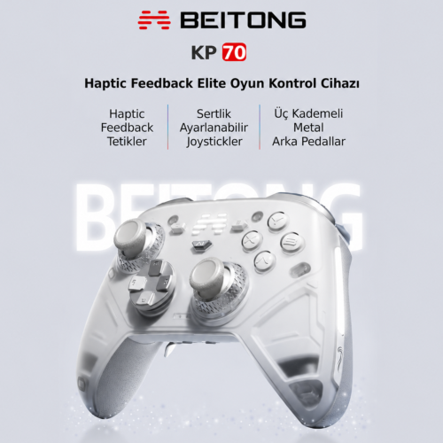 BEITONG KP70 Kablosuz Beyaz Gamepad (2.4G, Bluetooth, Kablolu)