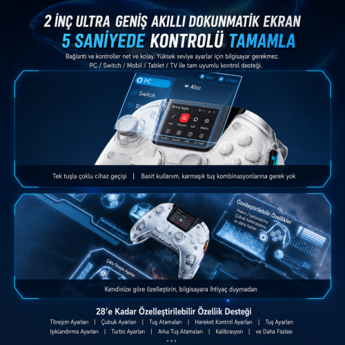 BEITONG KP50 Kablosuz Beyaz Gamepad (2.4G, Bluetooth, Kablolu)
