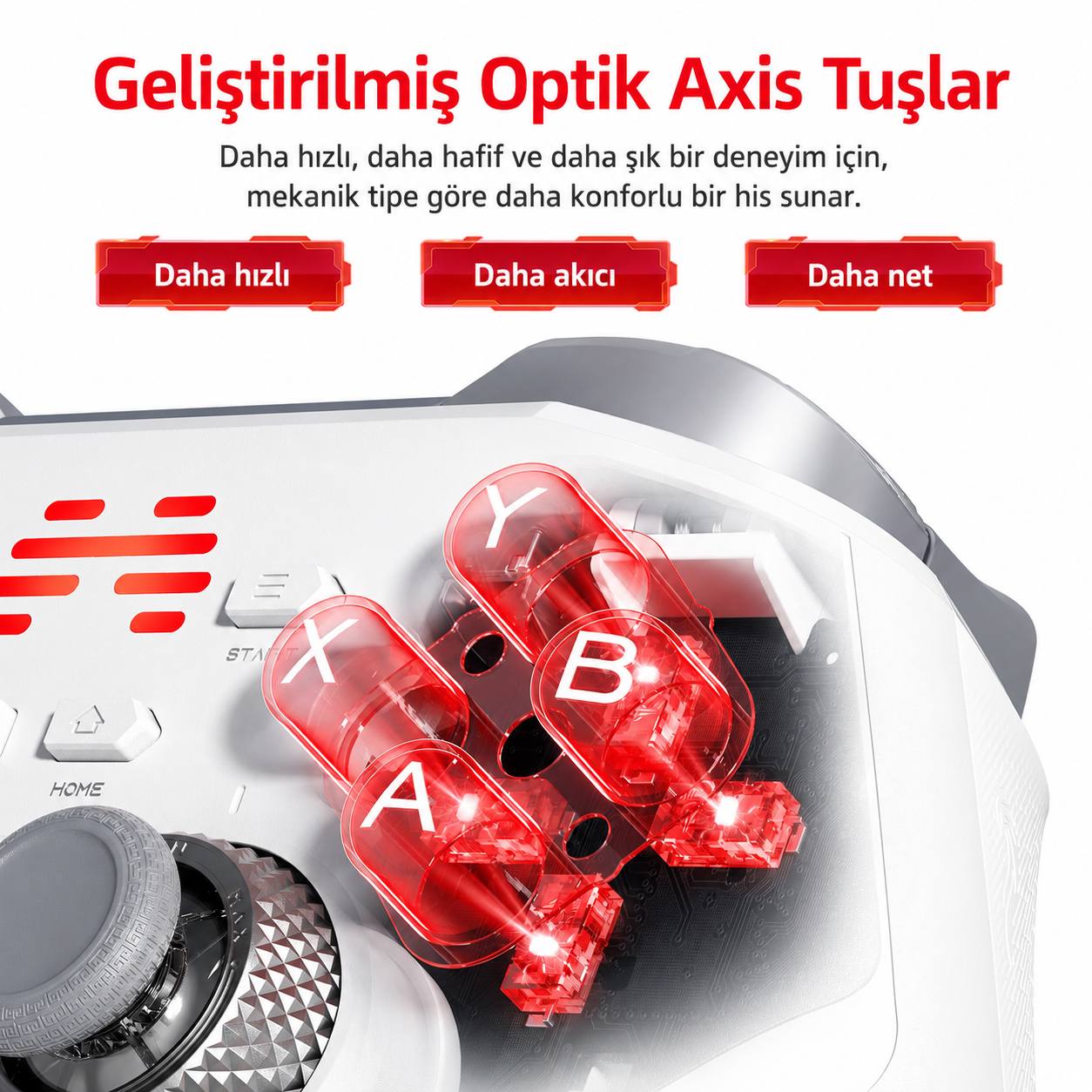 BEITONG KP40 TMR Kablosuz Beyaz Gamepad (2.4G, Bluetooth, Kablolu) 
