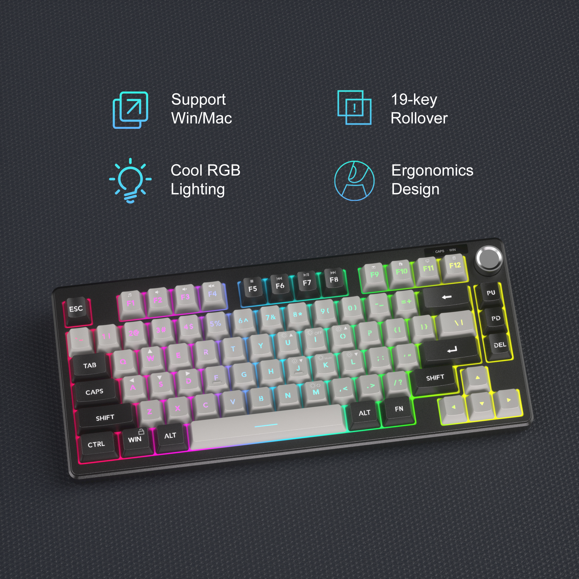 MageGee TS75 %75 Siyah 79 Tuş RGB Kablolu Membran Gaming Klavye