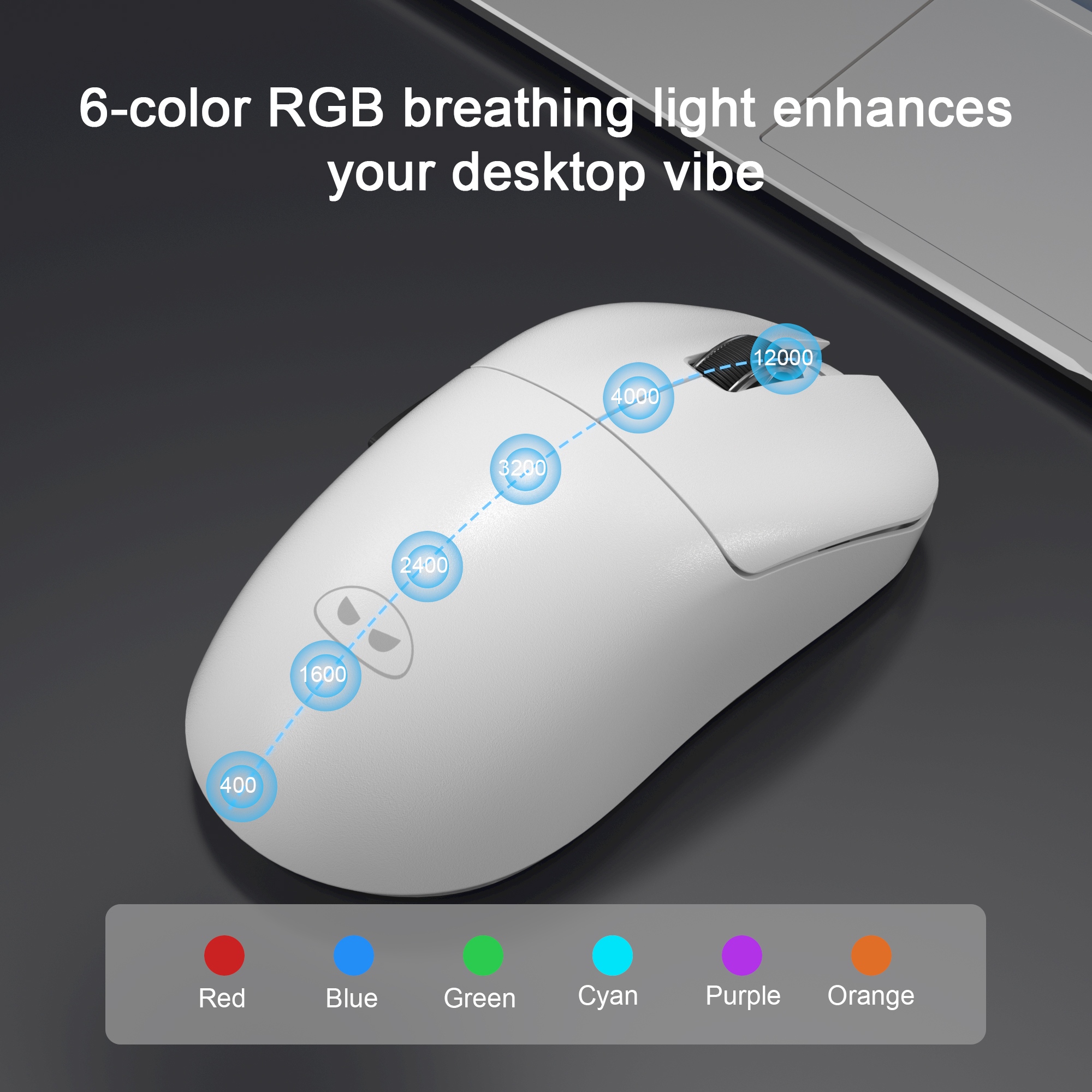 MageGee Scout 12.000DPI Triple Mode (Kablolu/Bluetooth/2.4G) Beyaz Gaming Mouse