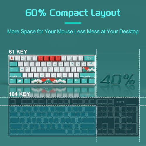 MageGee Star61 Waves %60 Hot-Swap Kablolu Mekanik Beyaz Gaming Klavye