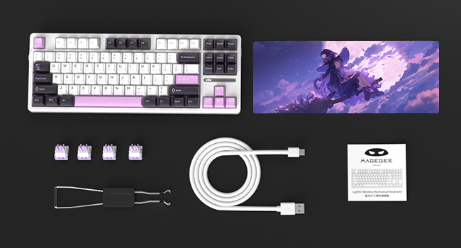 MageGee Light87 87 Tuş RGB Hot-Swap Kablolu Mekanik Beyaz Gaming Klavye