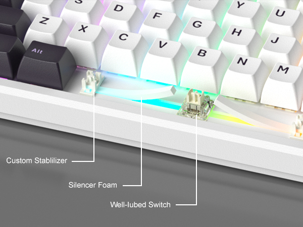 MageGee Light87 87 Tuş RGB Hot-Swap Kablolu Mekanik Beyaz Gaming Klavye