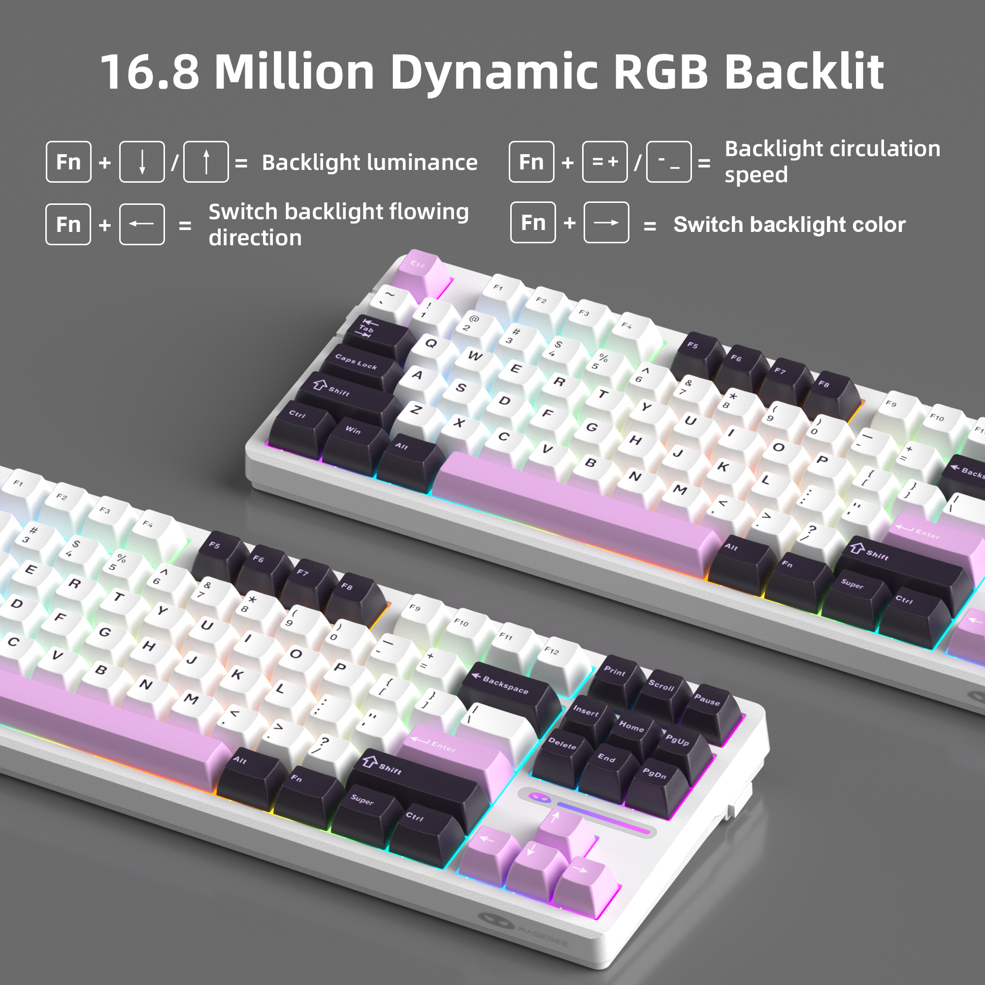 MageGee Light87 87 Tuş RGB Hot-Swap Kablolu Mekanik Beyaz Gaming Klavye