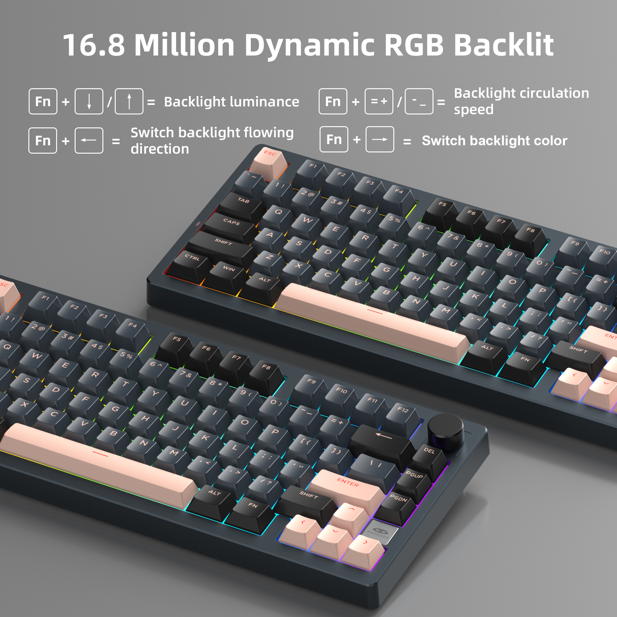 MageGee Light75 Tri-Mode RGB Hot-Swap Mekanik Siyah Gaming Klavye