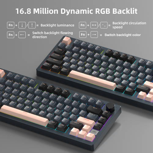MageGee Light75 Tri-Mode RGB Hot-Swap Mekanik Siyah Gaming Klavye