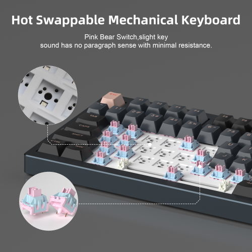 MageGee Light75 Tri-Mode RGB Hot-Swap Mekanik Siyah Gaming Klavye