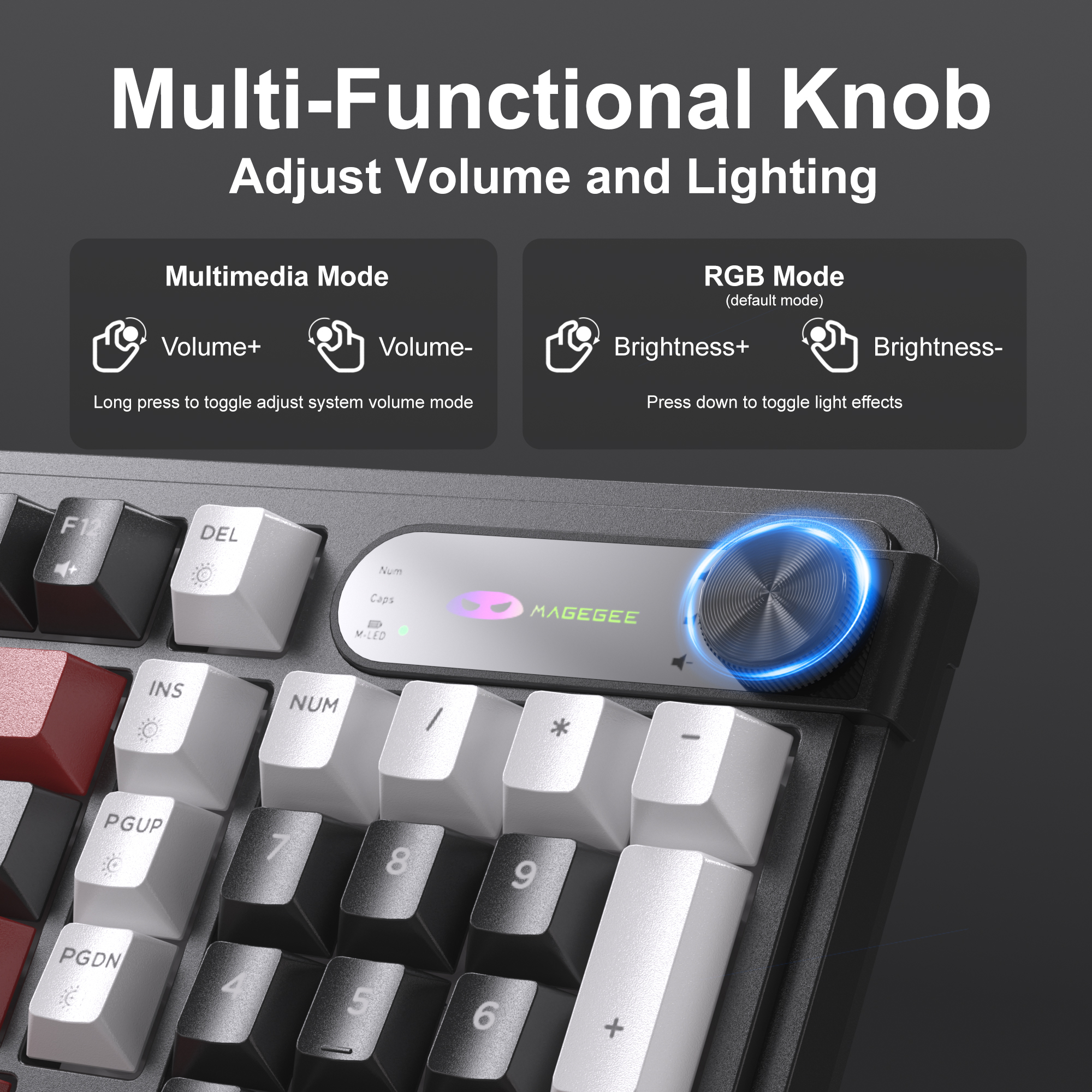 MageGee GK960 Tri-Mode RGB Membran Beyaz Gaming Klavye
