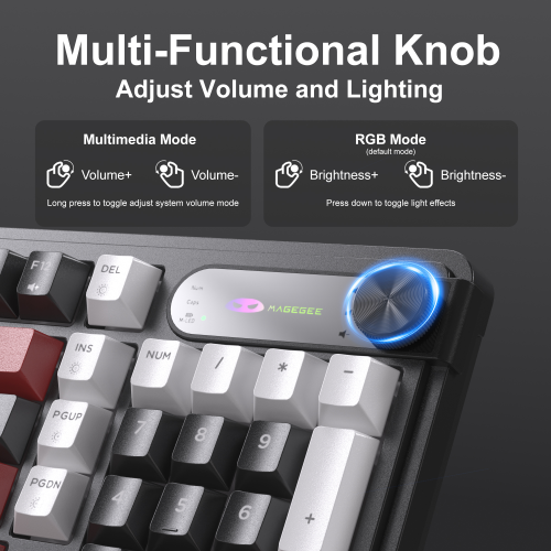 MageGee GK960 Tri-Mode RGB Membran Beyaz Gaming Klavye