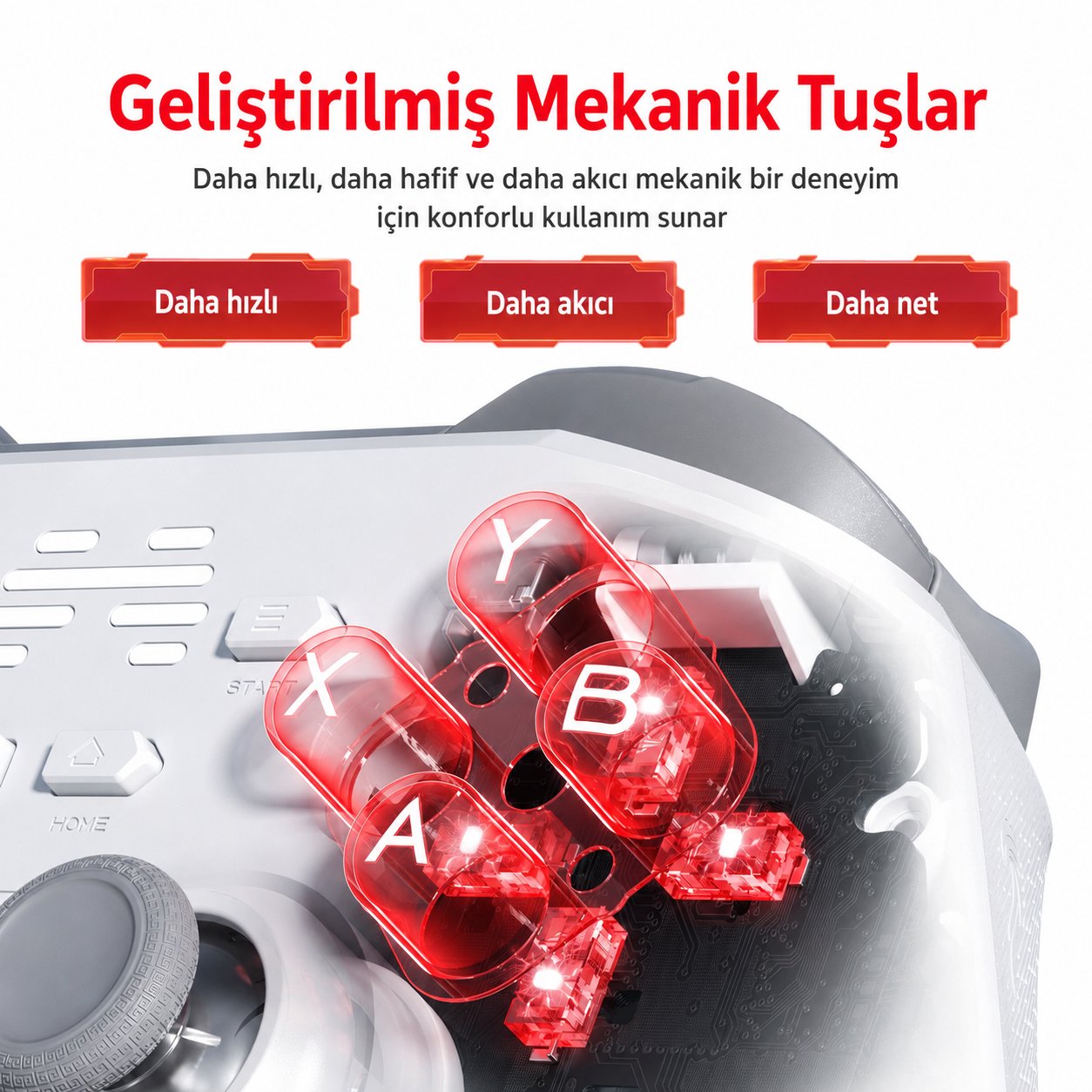 BEITONG KP20 TMR Kablosuz Beyaz Gamepad (2.4G, Bluetooth, Kablolu)
