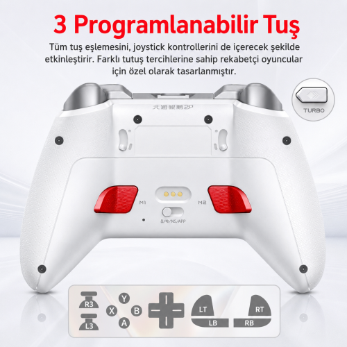 BEITONG KP20 TMR Kablosuz Beyaz Gamepad (2.4G, Bluetooth, Kablolu)