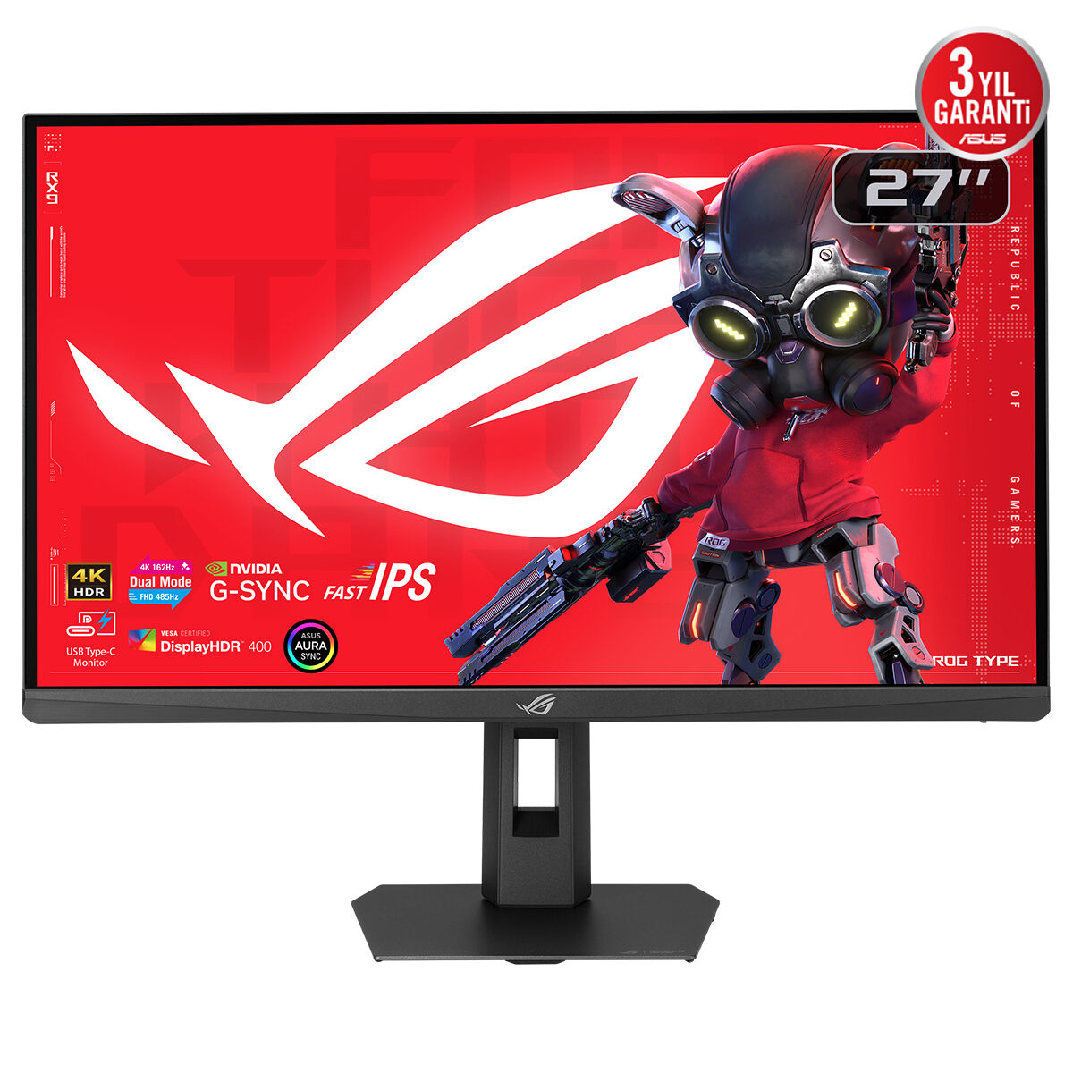 ASUS ROG Strix XG27UCGR Gen2 27″ 4K 162Hz - FHD 485Hz 0.03ms G-Sync HDR10 Pivot Dual Mode Fast IPS Gaming Monitör