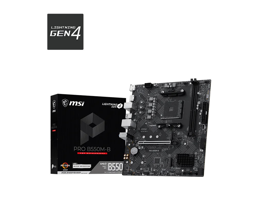 MSI Pro B550M-B AM4 DDR4 4600(OC) HDMI DP 2x M.2 Gaming (Oyuncu) Anakart