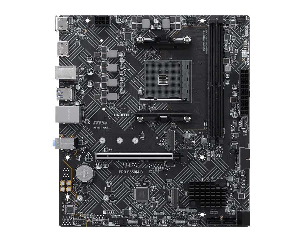 MSI Pro B550M-B AM4 DDR4 4600(OC) HDMI DP 2x M.2 Gaming (Oyuncu) Anakart