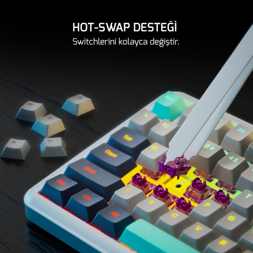 GamePower Zoom RGB Kablolu Mekanik Beyaz Gaming Klavye