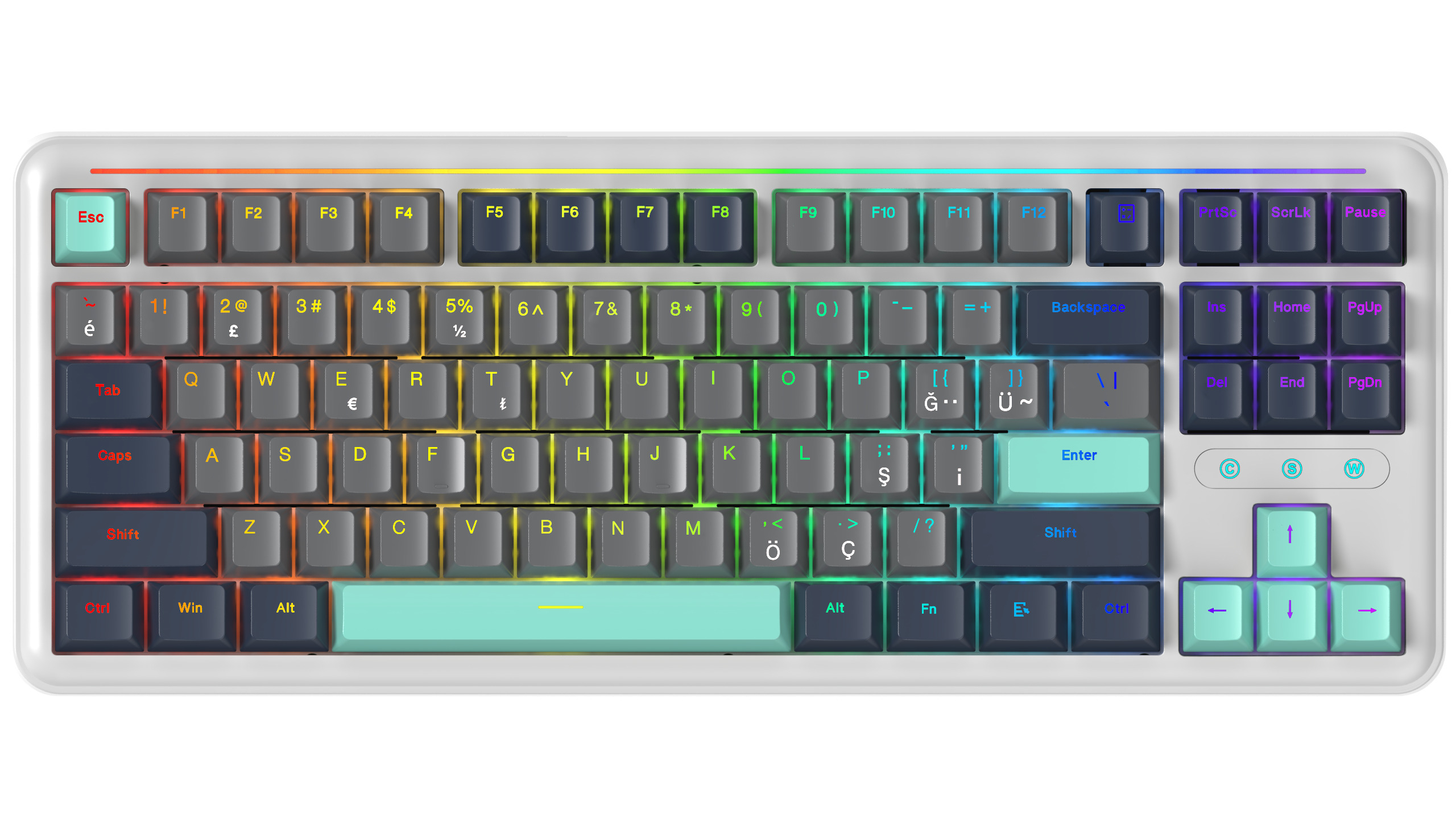 GamePower Zoom RGB Kablolu Mekanik Beyaz Gaming Klavye