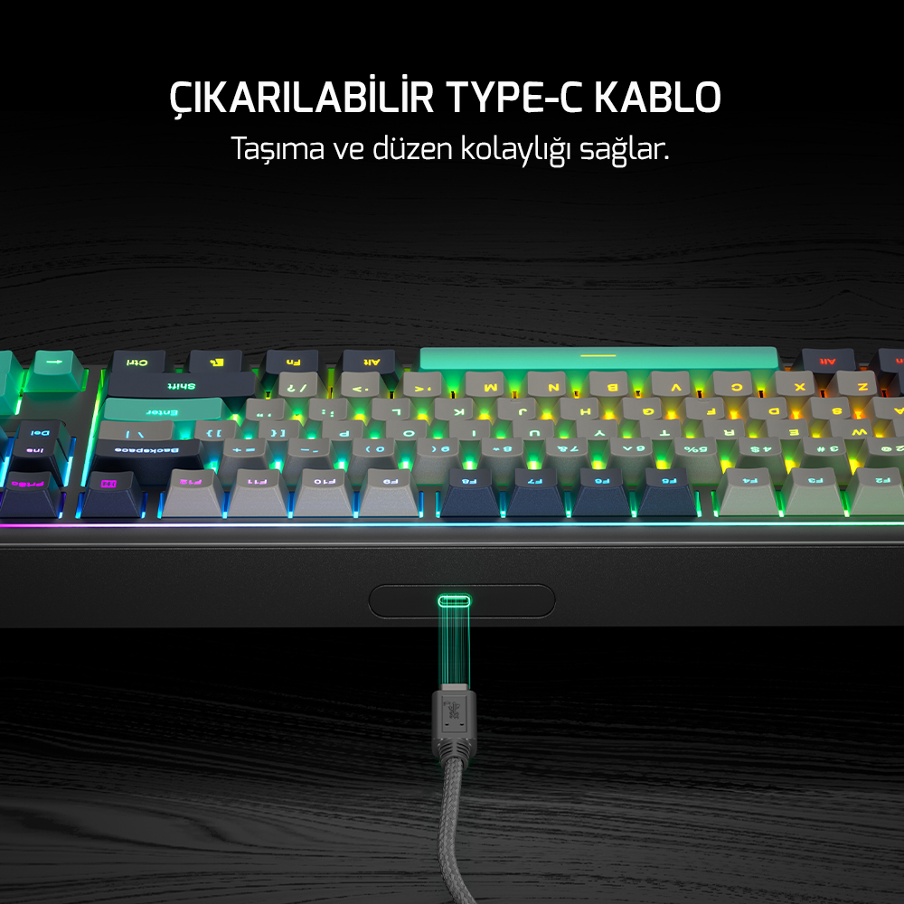 GamePower Zoom RGB Kablolu Mekanik Siyah Gaming Klavye
